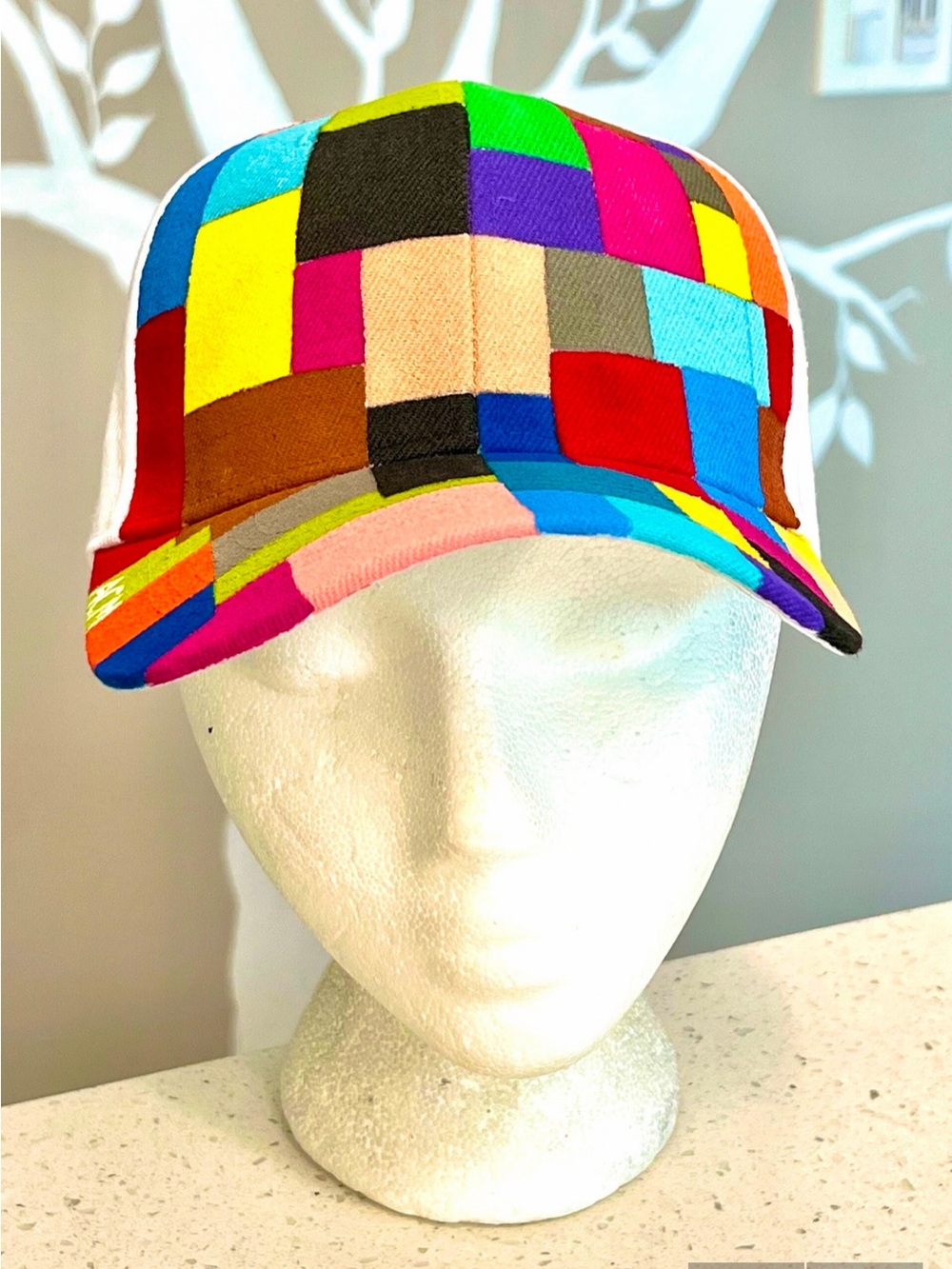 Hand Painted Multicolor Patchwork Baseball Cap - Women Accessories Hats